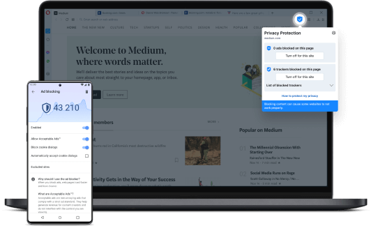 
    Browse fast, secure and ad-free on mobile and desktop
