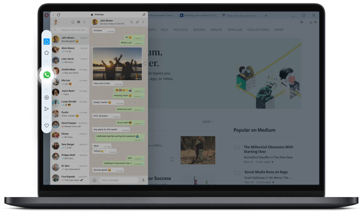 WhatsApp in Opera’s sidebar