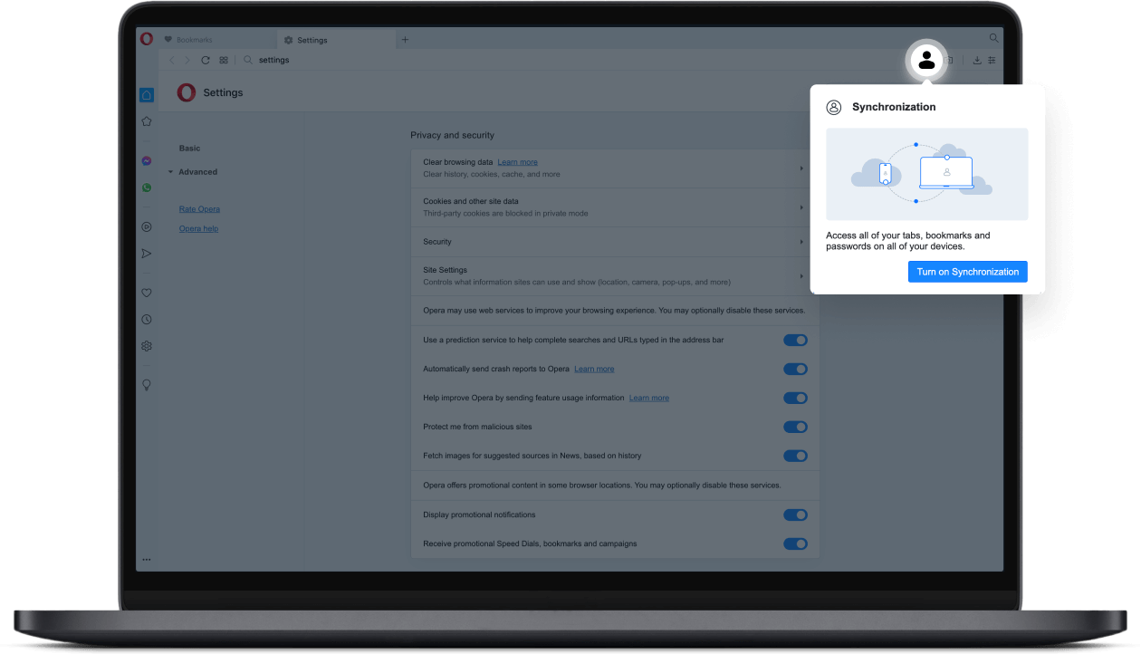 Quelles données de navigation Opera pour ordinateurs synchronise-t'il ?